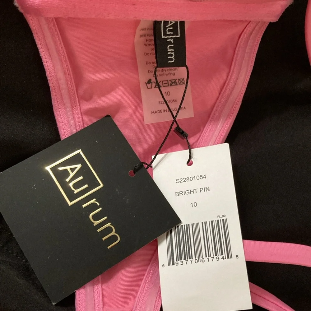 Aurum Bright Pink Bandeau Bikini Top Knotted Bikini Top Size 10 - Picture 7 of 14